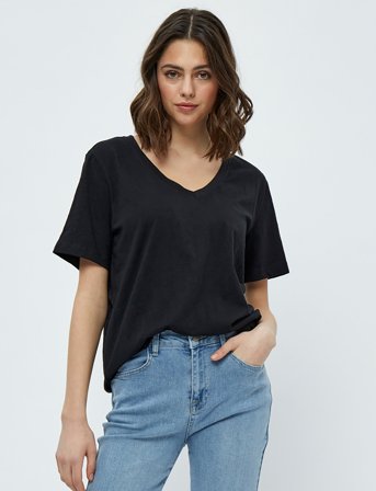 Minus Leti V-Hals T-Shirt - Black - XS