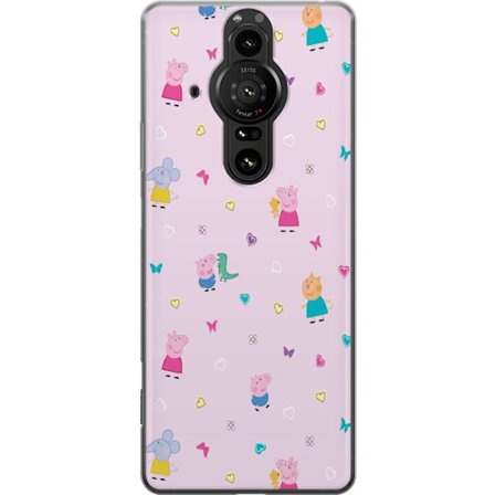 Yhteensopiva Puhelinkuori Sony Xperia Pro-I Äiti Porsas vauvan rakastava Peppa Pig -kuvitus pehmeissä väreissä lapsiaiheisiin