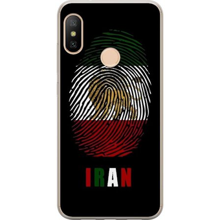 Yhteensopiva Puhelinkuori Xiaomi Redmi 6 Pro Sormenjälkien muoto kuten Iranin lippu, jossa leijonamotivit mustalla dramaattisella taustalla
