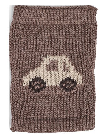 Smallstuff Knitted Flag, Car, Nature - Brown - ONE SIZE