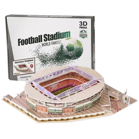 3D Emirates Stadium Fotbollsplan Pussel 105 delar för Vuxna & Barn, DIY 3D Byggpussel för Sovrum eller Kontorsdekoration