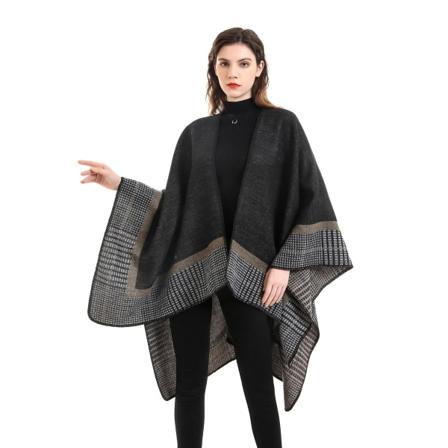 Damevarme Åpne Foran Sjal og Wraps Elegante Cardigan Poncho Cape Coat Dark grey