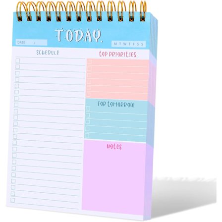 Daglig gjøremålsliste notatblokk, 200gsm tykk daglig planlegger notatblokk for å gjøre liste sjekkhefte udatert arrangør 50 ark