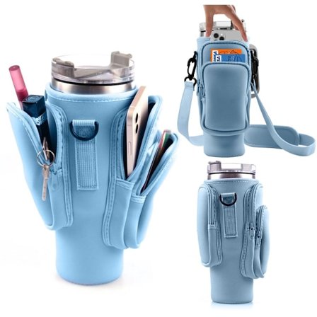 Sopii Stanley-vesipullon kantolaukkuun, jossa on puhelintasku, olkahihna, 30/40 unssin tilavuus, kuppitarvikkeet ja 3 taskua