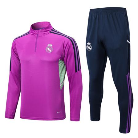 23-24 kausi Thai-version pitkähihainen set Real Madrid aikuisten ja lasten pitkähihainen puolivetoinen harjoituspuku purple L