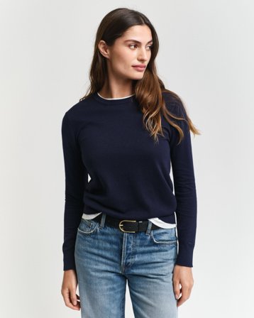 GANT Damen Feinstrick Rundhalspullover (XS) Blau