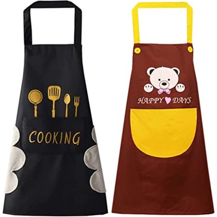 Svart og gul - 2 kjøkkenforklær med lommer Vanntett kokk