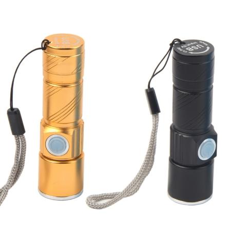 2 stk multifunksjonell LED mini USB oppladbar lommelykt utendørs
