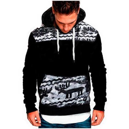 Herre Juletrøje med hættetrøje Sweatshirts Pullover Langærmet hættetrøje Xmas Activewear toppe Black 2XL