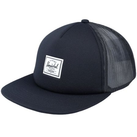 Herschel - Svart trucker Keps - Whaler Mesh Classic Logo Black Classic Label Snapback @ Hatstore