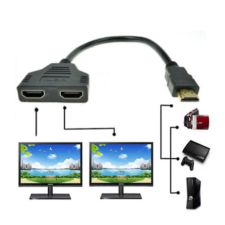 2-i-1 HDMI-kabeldelare Mini distributionsbrytare Y-adapter Full HD 3D {Db}