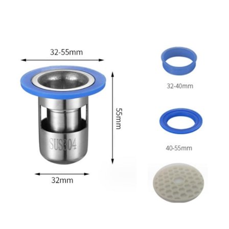 1PC Dusjavløp, Luktfri Dusjpropp, 304 Rustfritt Stål Dusj