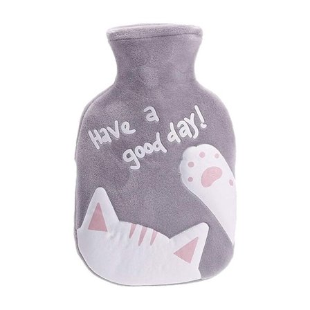 Lämminvesipullo pehmeällä samettipäällisellä - Kissakuvio - 350 ml_tfrf