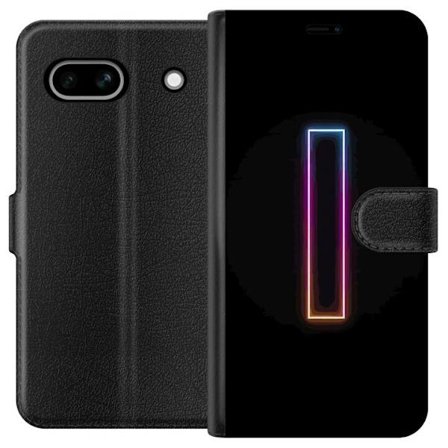 Kompatibel Tegnebogsetui til Google Google Pixel 7a Minimalistisk neonbogstav I i regnbuefarver mod mørk baggrund