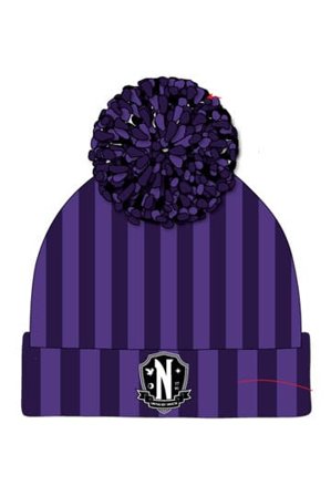 Wednesday Pom-Pom Beanie - Nevermore Logo