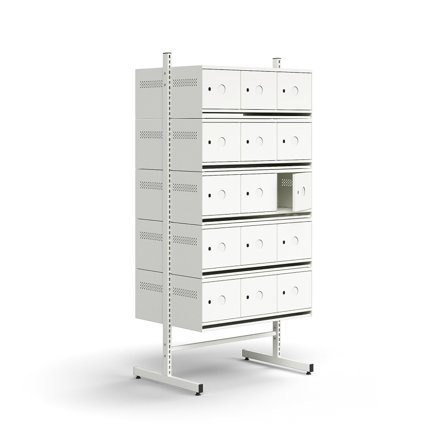Schuhschrank ENTRY, Basis-Unterschrank, 30 Metalltüren für Etiketten, 1800x900x600 mm, weiß