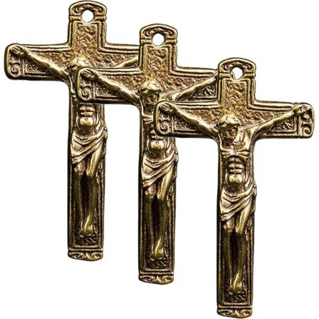 3 st Metalliska Nyckelringar Kors Pärlor Krucifix Hänge Halsband Kors Charm Smycken Tillverkning Krucifix Hänge Krucifix Charm Hänge Guld 6x3.6cm 