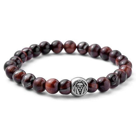 Rødt Tigerøje Armbånd til mænd - Perlearmbånd