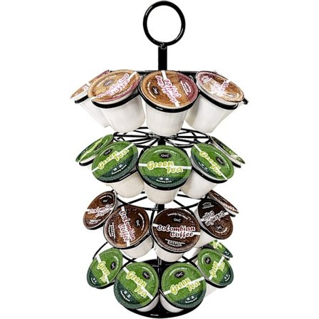 Kahvikapseli pidike, kahvikapseli pussi karuselli pidike järjestäjä, yhteensopiva 36 asentoon, irrotettava koti toimisto K Cup pidike tiskille, 360 D