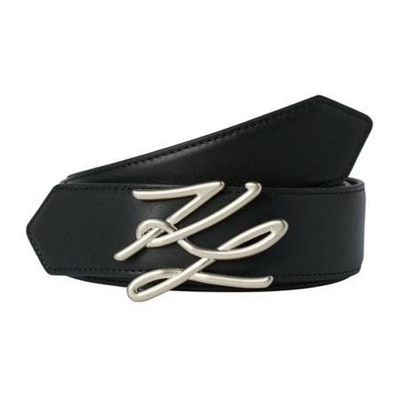 Karl Lagerfeld, Autograph Medium Width Belt Czarny, Kobieta, Rozmiar: M