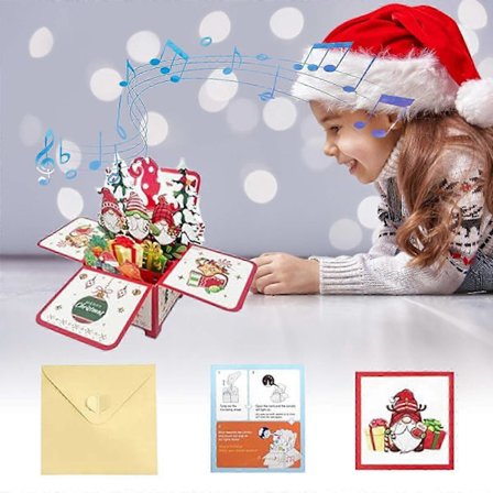 Julekort Opp Juletrær Med Lys Og Musikk Gratulasjonskort Juletrær Opp Julekort LED Lys Julekort WUD6520 (LGL)