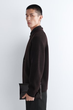 COS Croc-Effect Leather Pouch Bag in Brown - Men