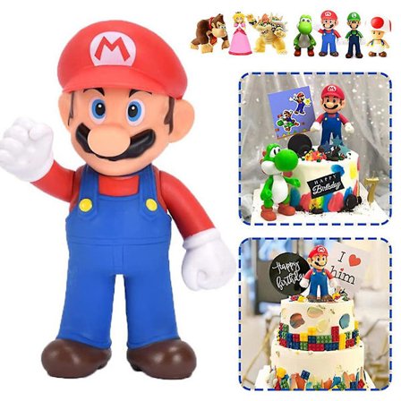 Super Mario Bros figurer til boligindretning, tegneserie modeldukke, legetøj, kagedekorationer, samleobjekter, gaver