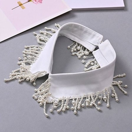 Pearl Fake Collar Avtagbar krage Halslinje HVIT 4 4