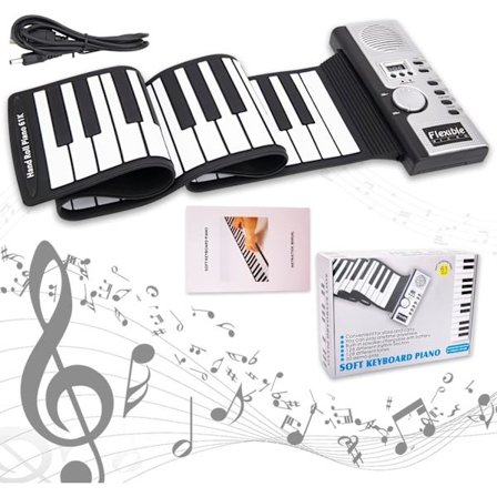 Rullbar Pianoklaviatur 61 Tangenter Handrullad Bärbar Piano