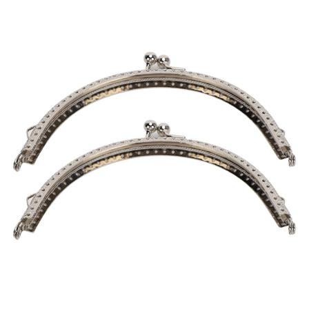 2st metallplånboksram Silver Kiss Spänne Lås Retro halvcirkelformigt präglat handtag 15 cm