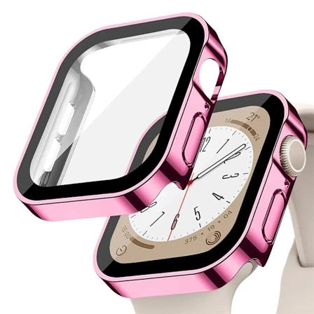 Apple Watch -kotelo, Fall Series 8 7 6 5 4 Se 44mm 40mm 41mm 45mm Suora reuna Näytönsuoja Äppl Kello Tarvikkeet Rose pink 16 Series 4654 SE 44MM