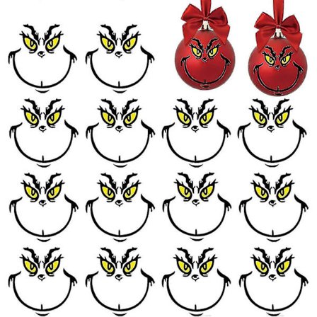 10 kpl Joulutarrat, Christmas Grinch -tarrat, Joulukoriste DIY-kasvotarrat joulupalloihin - MXBC