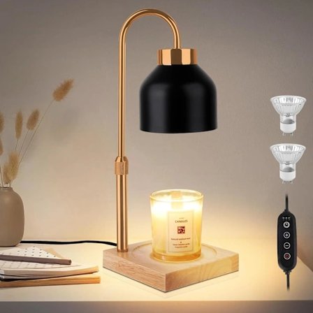 Sähköinen kynttilänlämmitinlamppu, tuoksulamppu, vintage-kynttilänlämmitin kotiin, makuuhuoneeseen, koristeeksi (musta) [Energialuokka A]