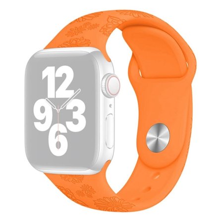 Apple Watch (45 mm) enfärgat mönsterarmband i silikon - Orange Solros
