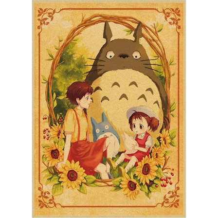 Vintage Retro Papir Anime Poster Tonari No Totoro Miyazaki Vægskulptur Vintage Hjemmeindretning Børneværelses Dekoration