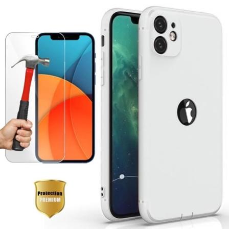 Pack Case til iPhone 13 Pro Max (6,7") Tynd mat hvid + beskyttelsesskærm af hærdet glas Vit