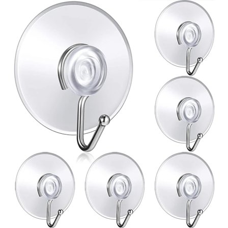 /EA/6 stk., transparente sugekopper i plast til køkken og badeværelse