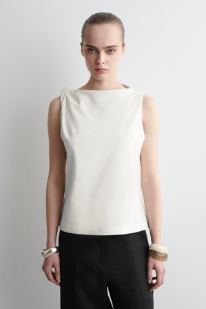 COS Women's Twist Detail Cotton Top in White