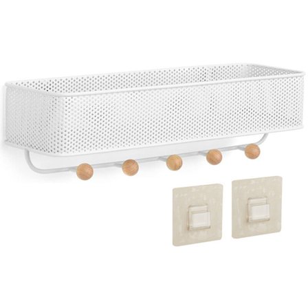 Entré Organizer, Perfekt til Opbevaring af Nøgler, Små Tilbehør, Post, Punge og Mere, Hvid Finish