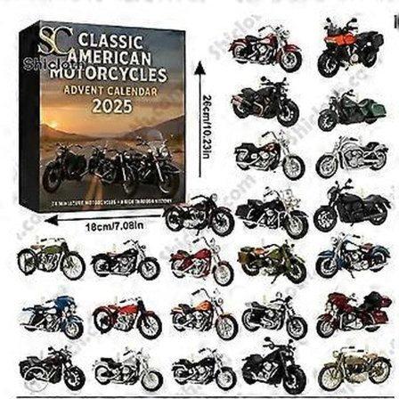 Amerikansk motorcykel adventskalender nedtællingsferie blind boks juletræsdekoration akrylvedhæng