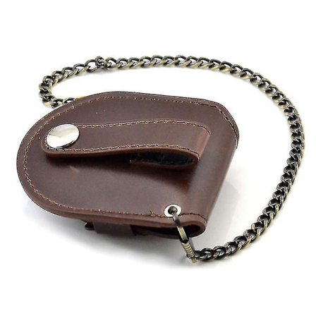 Lær Lommeur Etui, Lommeur Holder Med Kjede Midje Ur Beskytter Holder Med Kjede Gaver Til Menn Kvinner (1 Stk, Brun)