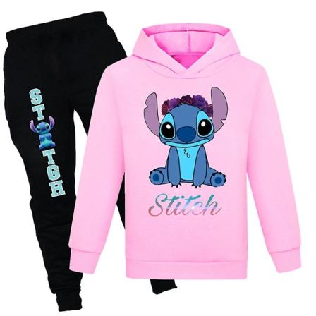 9-14 vuotiaat lapset teinit pojat tyt t lilo ja stitch huppari + housut verryttelypuku set urheiluasut lahjat Pink 9-10 Years