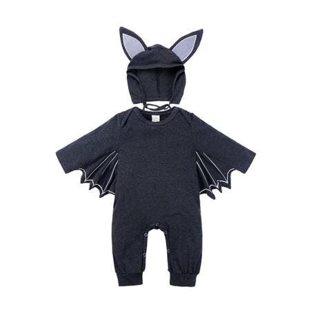 Halloween-kostym för nyfödd pojke, fladdermusdräkt med hatt dark grey 90cm