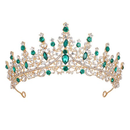 Alloy Crown Wedding Tiara Crystal tekojalokivikruunu VIHREÄ