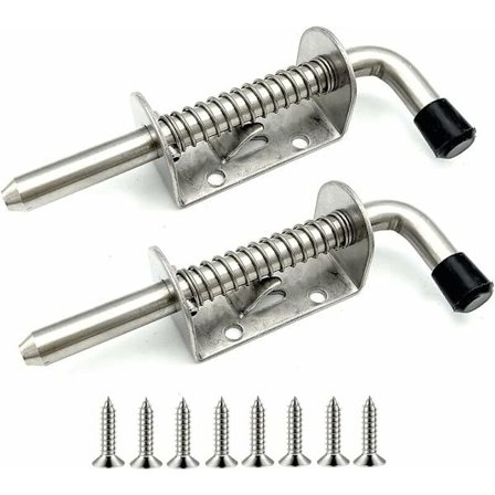 2 stk. fjederbelastet lås i rustfrit stål til garageport, skur, gård, hønsehus (128 mm)-