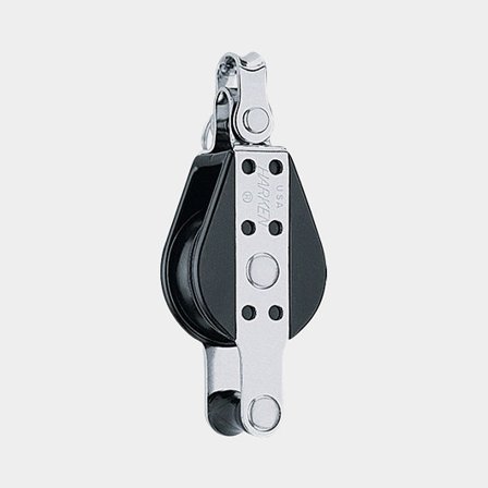 Harken 38mm Big Bullet Block - Becket, Shackle i rostfritt stål och svart komposit för effektiv segling och trim