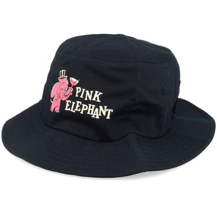 American Needle - Svart bucket Hatt - Pink Elephant Twill Screen Black Bucket @ Hatstore