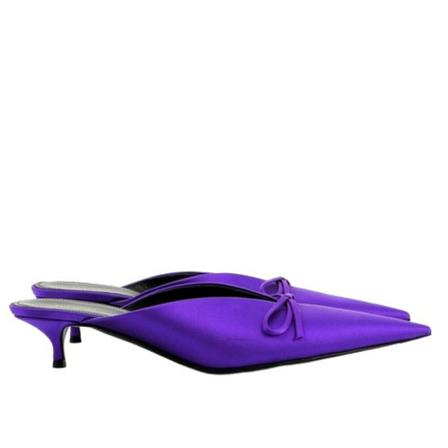Balenciaga Vintage Pre-owned Mules Knife En Satin , Paars , Dames , Maat: 40 EU Vintage Schoenen