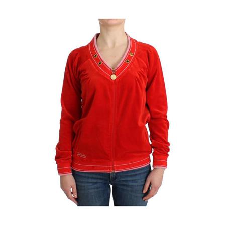 Roberto Cavalli, velvet zipup sweater Rood, Dames, Maat:S