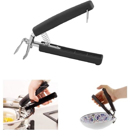 Grytgripare med huvud i rostfritt stål, idealisk för att hålla fat, skålar, kastruller och mer, för köket, svart